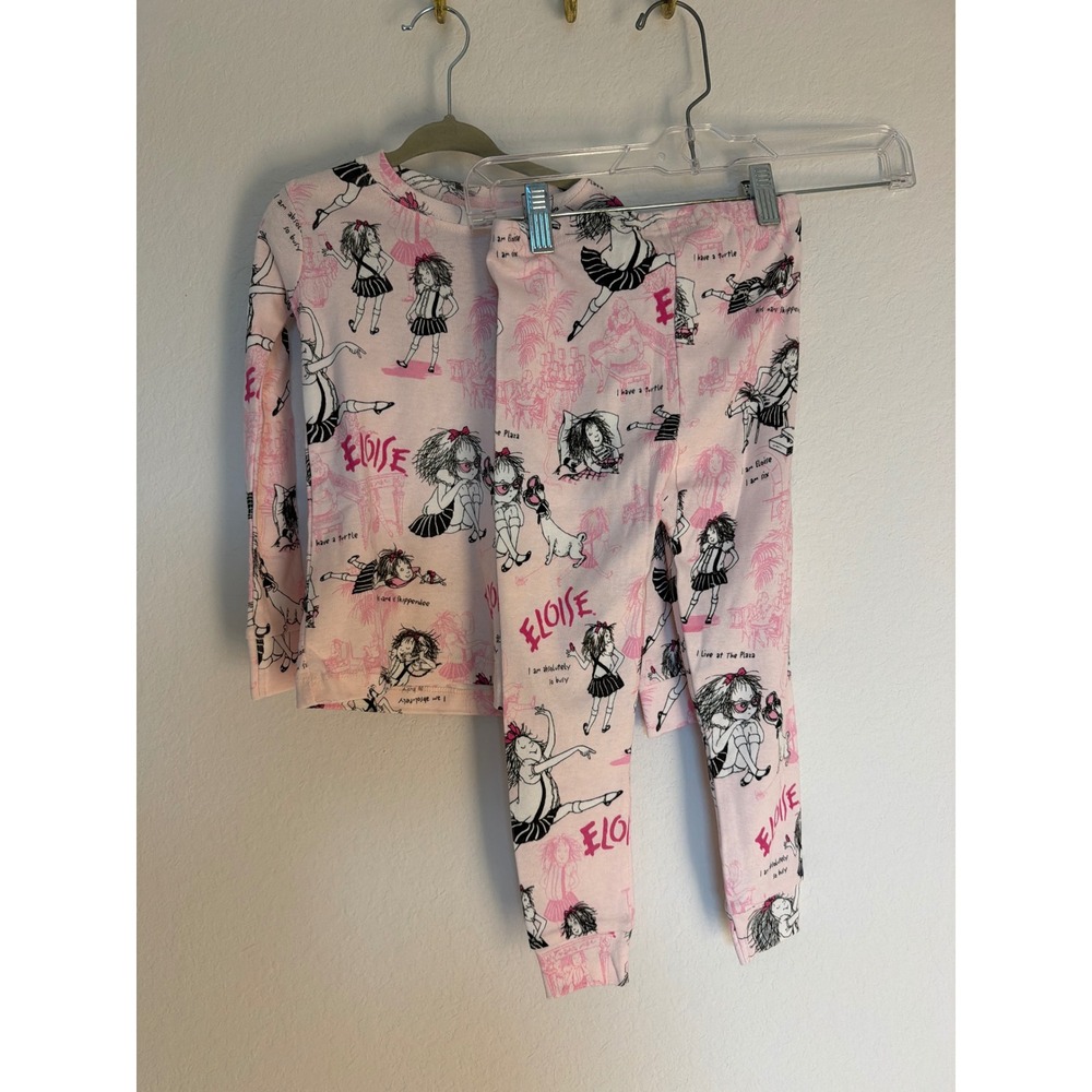 NWT Books To Bed Pink/Black Eloise Organic Cotton Long Sleeve PJ-4 Years
